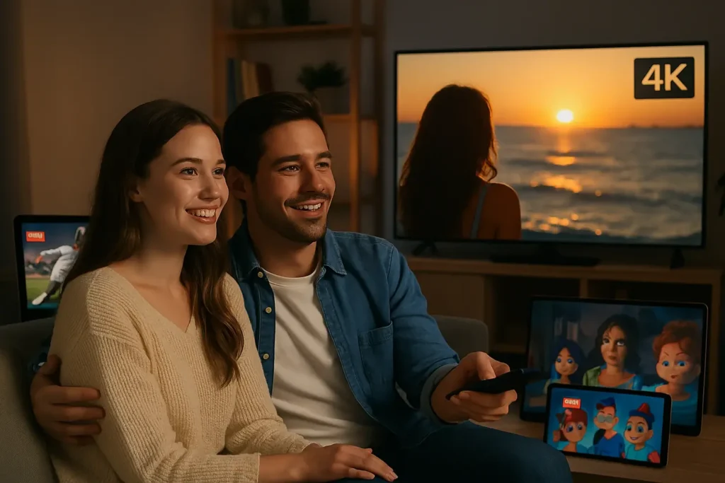 Abonnement IPTV France en 2025 avec qualité 4K sur plusieurs écrans à la maison