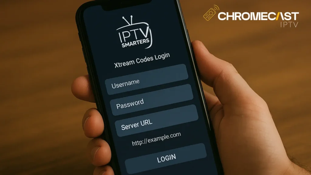 Écran d’ajout de xtream code dans l’application IPTV Smarters